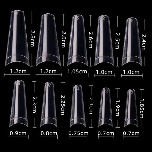 Cre8tion Special Shape Clear Tips, 01-COFFIN, 500 pcs/box, 15129, E41C (Packing: 100 boxes/case)