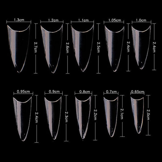 Cre8tion Special Shape Clear Tips, 03-SHORT STILETTO, 5133, E4C (Packing: 100 boxes/case)