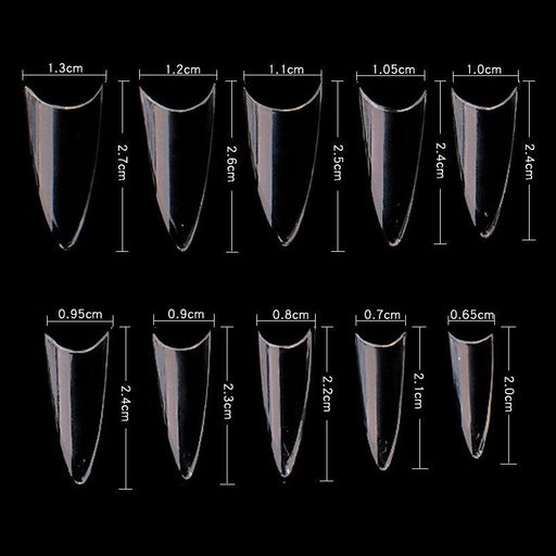 Cre8tion Special Shape Clear Tips, 03-SHORT STILETTO, 5133, E4C (Packing: 100 boxes/case)