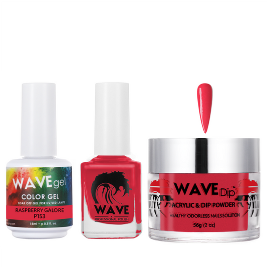 Wave Gel 4in1 Acrylic/Dipping Powder + Gel Polish + Nail Lacquer, SIMPLICITY Collection, 153, Raspberry Galore