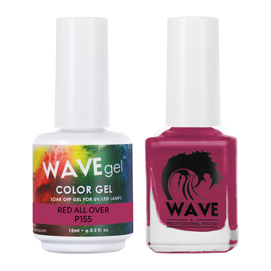 Wave Gel Nail Lacquer + Gel Polish, Simplicity Collection, 155, Red All Over, 0.5oz