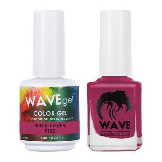 Wave Gel Nail Lacquer + Gel Polish, Simplicity Collection, 155, Red All Over, 0.5oz