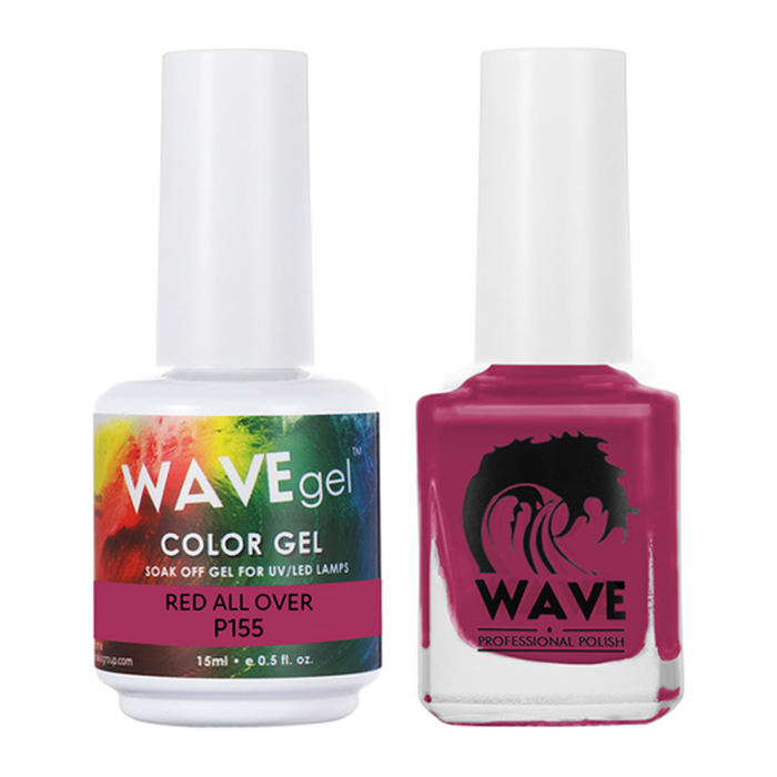Wave Gel Nail Lacquer + Gel Polish, Simplicity Collection, 155, Red All Over, 0.5oz