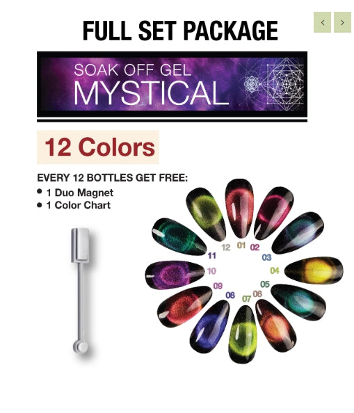 Cre8tion Mystical Cat Eye Gel Polish, Full line of 12 colors (From 01 to 12), 0.5oz OK0923LK