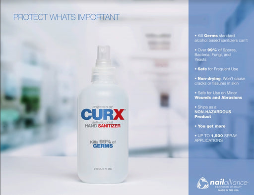 Curx Anti-Microbial Spray Hand Sanitizer SOLUTION, 8oz OK0406VD
