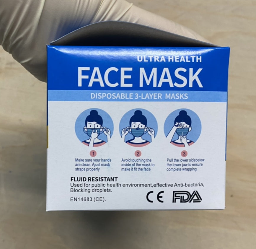 Best Quality K-Mask Ultra Health Disposable 3 Ply Face Mask, BOX, 50pcs/box OK0715VD