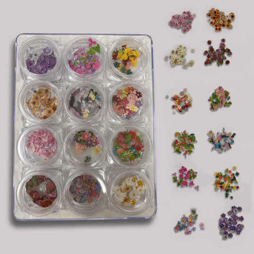 Airtouch Nail Art Paper, Flower Collection Set #03, 12 jars/box OK0827LK