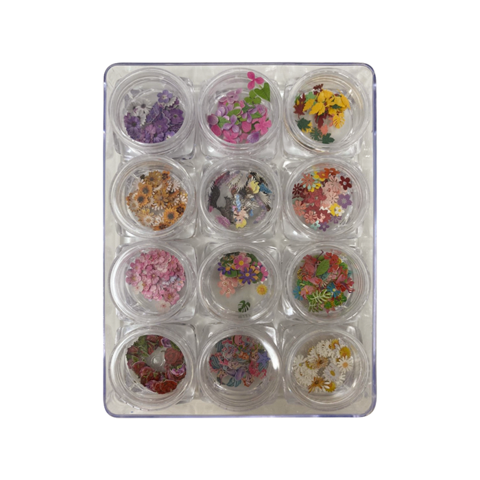 Airtouch Nail Art Paper, Flower Collection Set #03, 12 jars/box OK0827LK