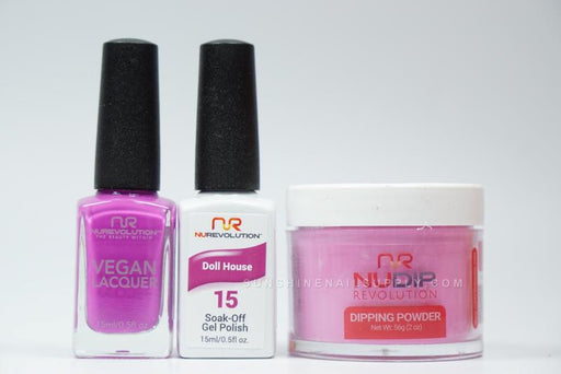 NuRevolution 3in1 Dipping Powder + Gel Polish + Nail Lacquer, 015, Doll House OK1129