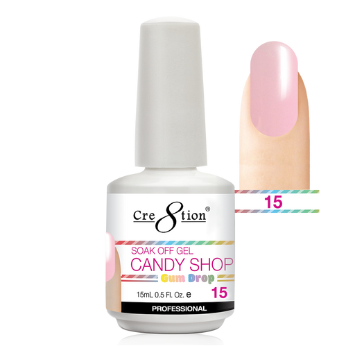 Cre8tion Candy Shop Gum Drop Gel Polish, 0916-0512, 0.5oz, 15 KK1130