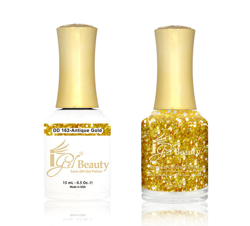 iGel Nail Lacquer + Gel Polish Match, DD162, Antique Gold, 0.5oz OK1019MD