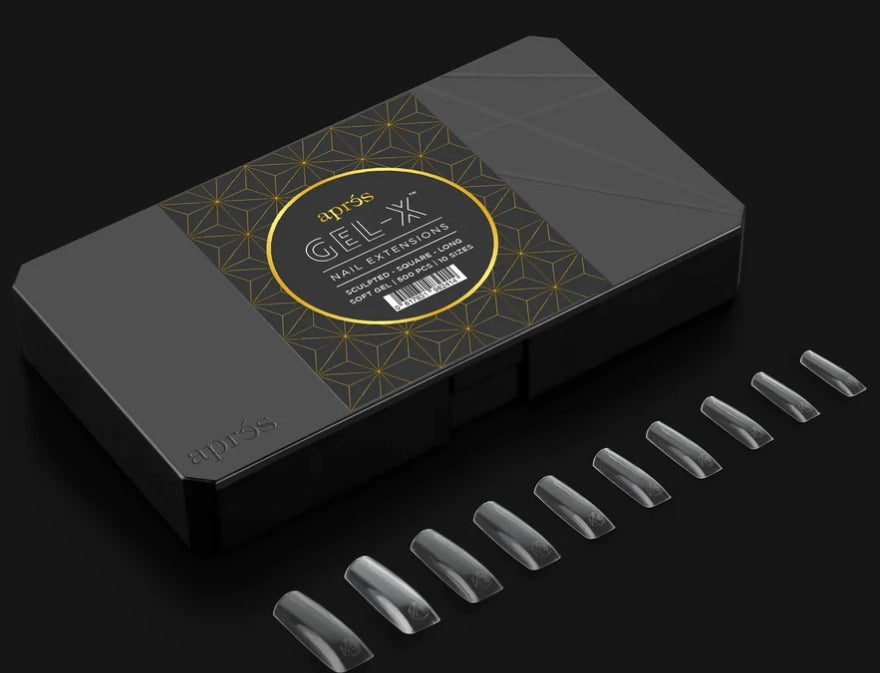 Apres Sculpted Square Long, Box of Tips, S-SL (Pk: 5 boxes/case)
