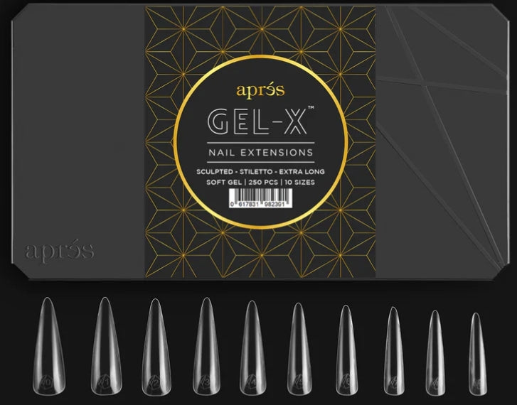 Apres Sculpted Stiletto Extra Long, Box of Tips, S-STXL (Pk: 5 boxes/case)