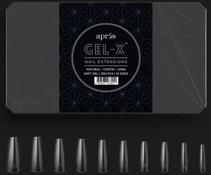 Apres Natural Coffin Long, Box of Tips, N-CL (Pk: 5 boxes/case)