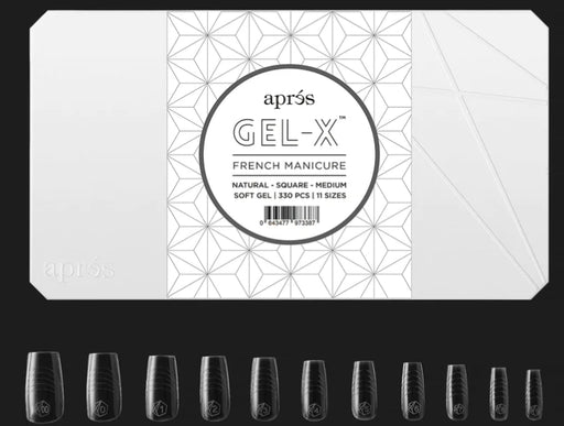 Apres French Manicure Gel-X Tips, Natural Square Medium, FM-NSM (Pk: 330 pcs/box)