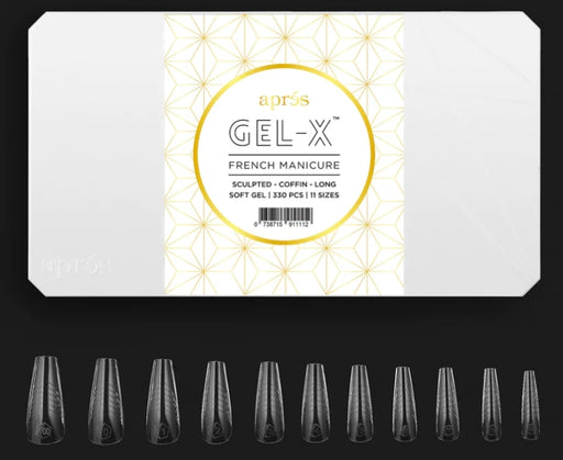 Apres French Manicure Gel-X Tips, Sculpted Coffin Long, FM-SCL (Pk: 330 pcs/box)