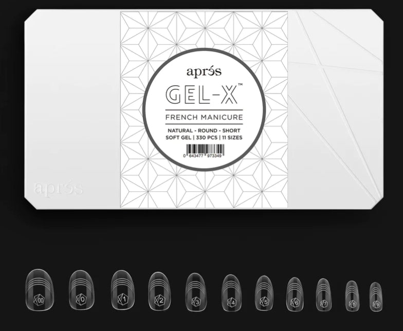 Apres French Manicure Gel-X Tips, Natural Round Short, Box of Tips, FM-NRS (Pk: 5 boxes/case)
