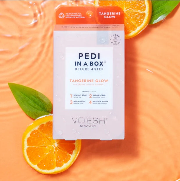 Voesh Pedi in a Box Deluxe 4 Step, TANGERINE TWIST/GLOW, VPC208 TGN