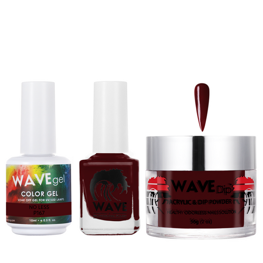 Wave Gel 4in1 Acrylic/Dipping Powder + Gel Polish + Nail Lacquer, SIMPLICITY Collection, 167, No Less