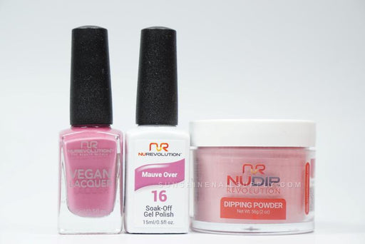 NuRevolution 3in1 Dipping Powder + Gel Polish + Nail Lacquer, 016, Mauve Over OK1129