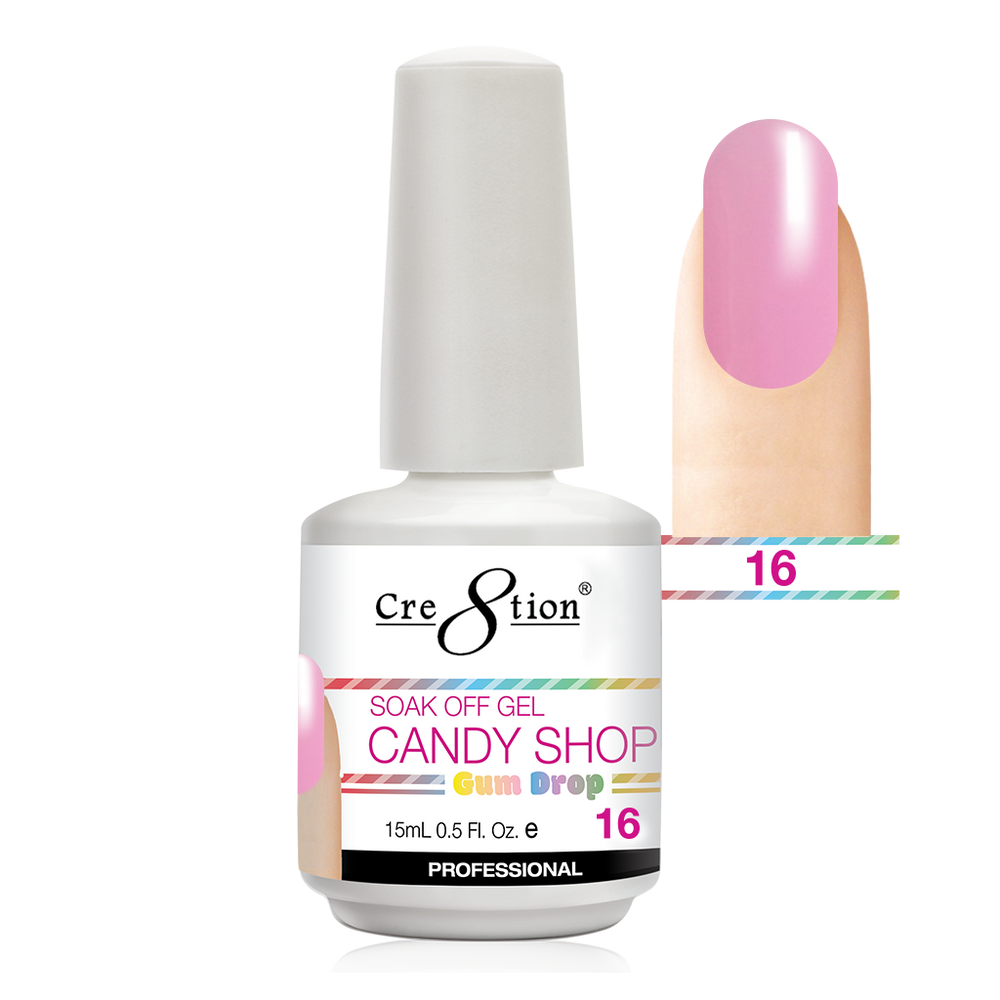 Cre8tion Candy Shop Gum Drop Gel Polish, 0916-0513, 0.5oz, 16 KK1130