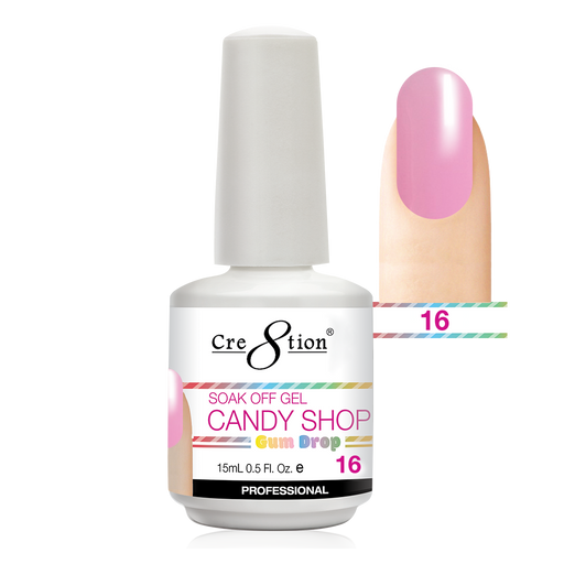 Cre8tion Candy Shop Gum Drop Gel Polish, 0916-0513, 0.5oz, 16 KK1130