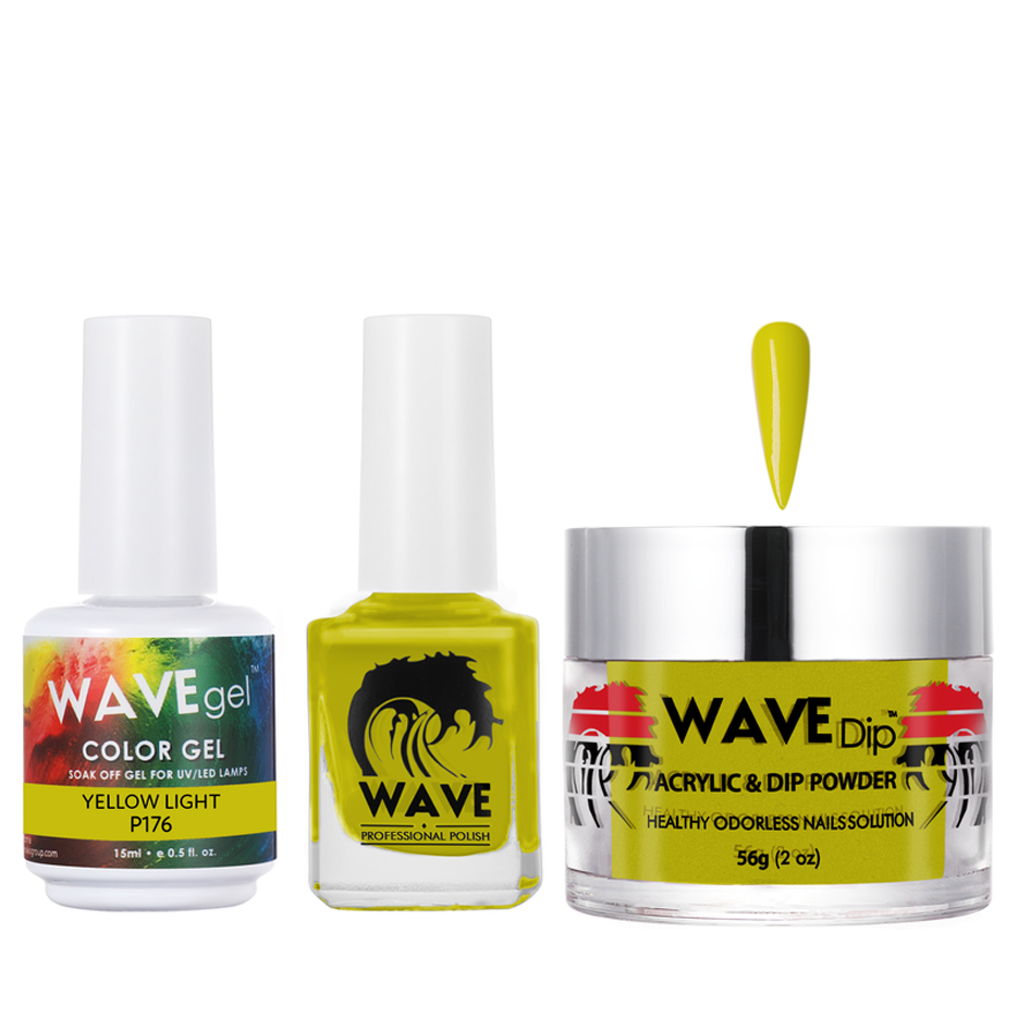 Wave Gel 4in1 Acrylic/Dipping Powder + Gel Polish + Nail Lacquer, SIMPLICITY Collection, 176, Yellow Light