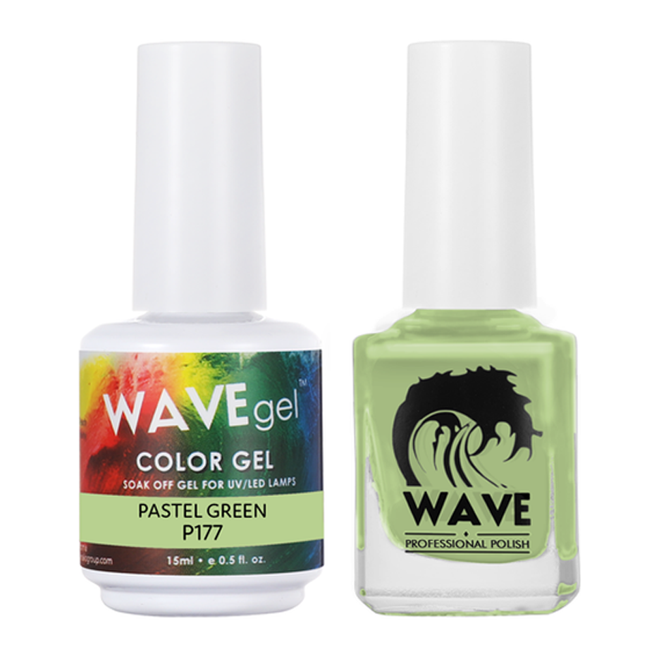 Wave Gel Nail Lacquer + Gel Polish, Simplicity Collection, 177, Pastel Green, 0.5oz