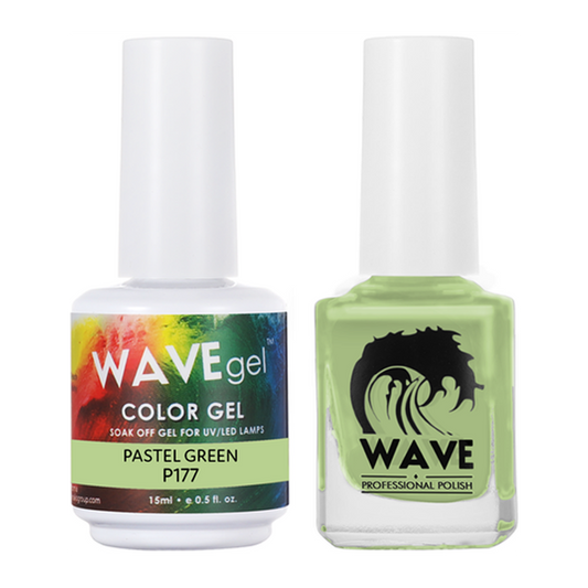 Wave Gel Nail Lacquer + Gel Polish, Simplicity Collection, 177, Pastel Green, 0.5oz