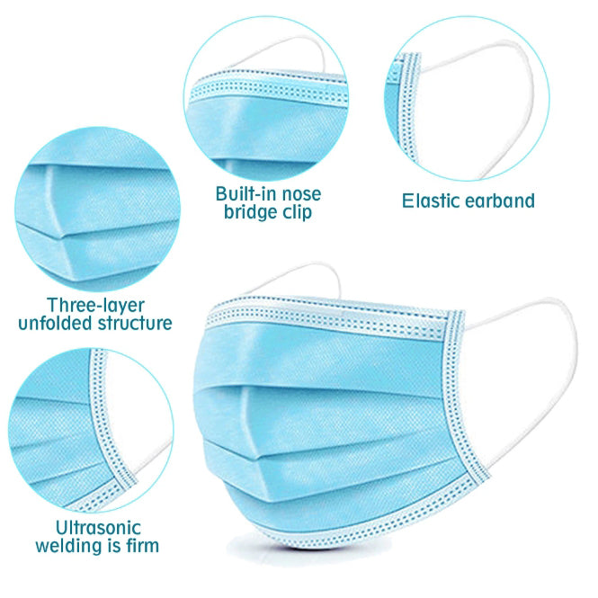 Airtouch Disposable 3 Ply Face Mask, Blue, BOX, 10198 (Packing: 50 pcs/case, 40 boxes/case)