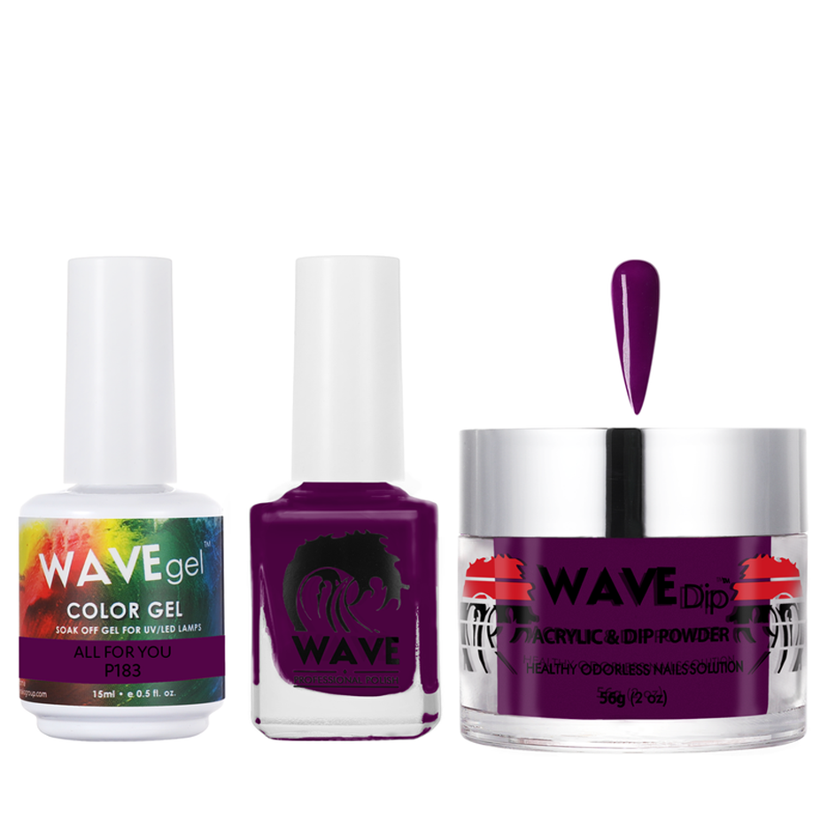 Wave Gel 4in1 Acrylic/Dipping Powder + Gel Polish + Nail Lacquer, SIMPLICITY Collection, 183, All For You