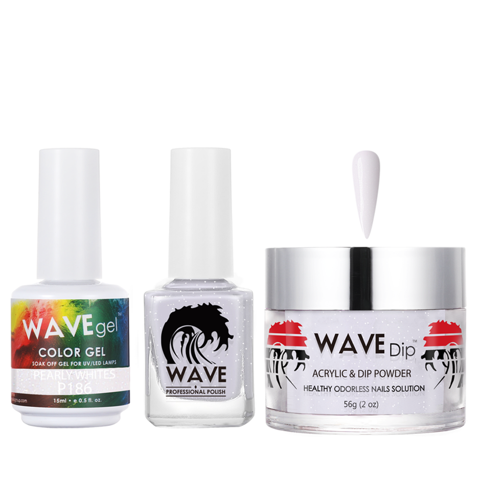 Wave Gel 4in1 Acrylic/Dipping Powder + Gel Polish + Nail Lacquer, SIMPLICITY Collection, 186, Pearly Whites