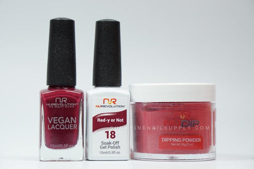 NuRevolution 3in1 Dipping Powder + Gel Polish + Nail Lacquer, 018, Red-Y Or Not OK1129