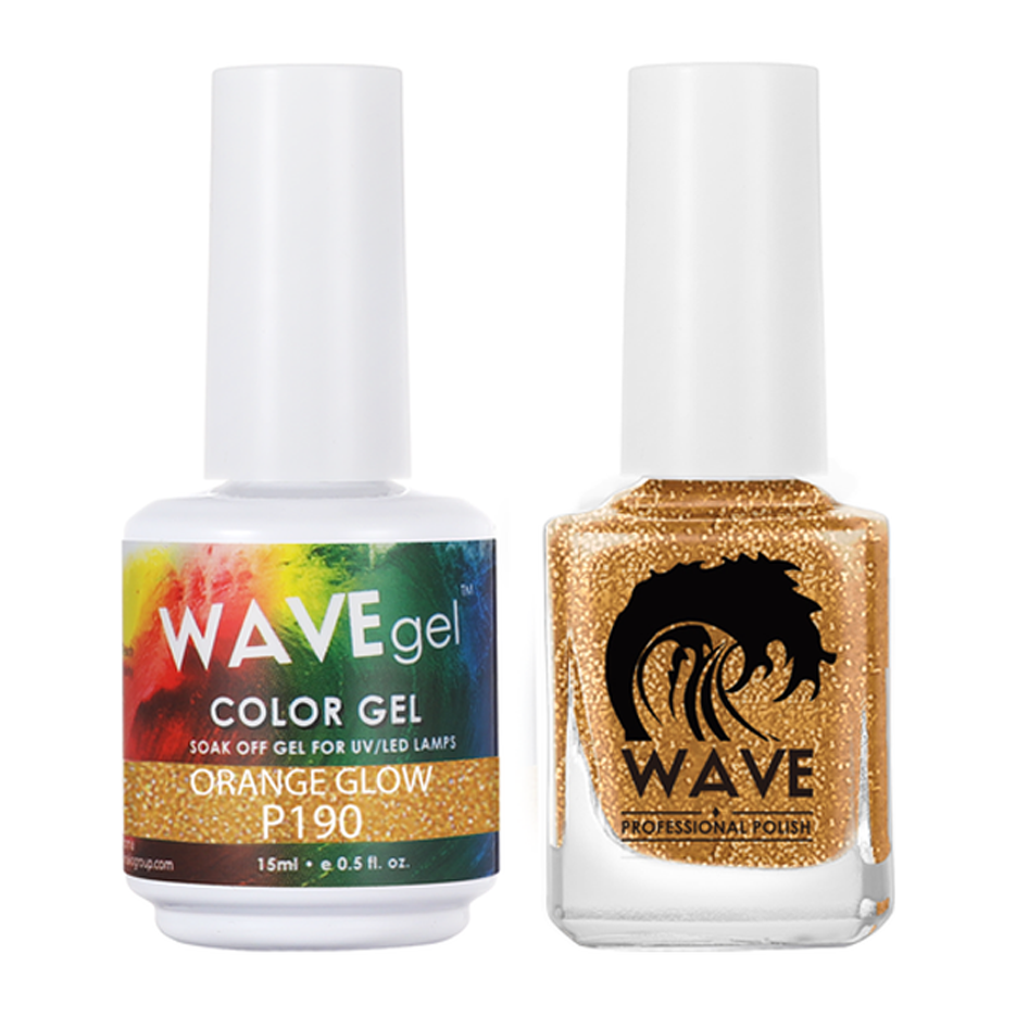 Wave Gel Nail Lacquer + Gel Polish, Simplicity Collection, 190, Orange Glow, 0.5oz