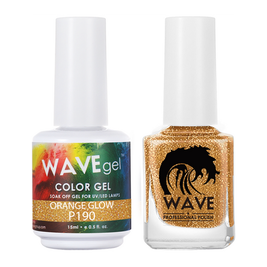 Wave Gel Nail Lacquer + Gel Polish, Simplicity Collection, 190, Orange Glow, 0.5oz