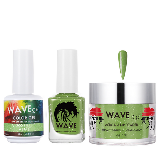 Wave Gel 4in1 Acrylic/Dipping Powder + Gel Polish + Nail Lacquer, SIMPLICITY Collection, 191, Grass Field