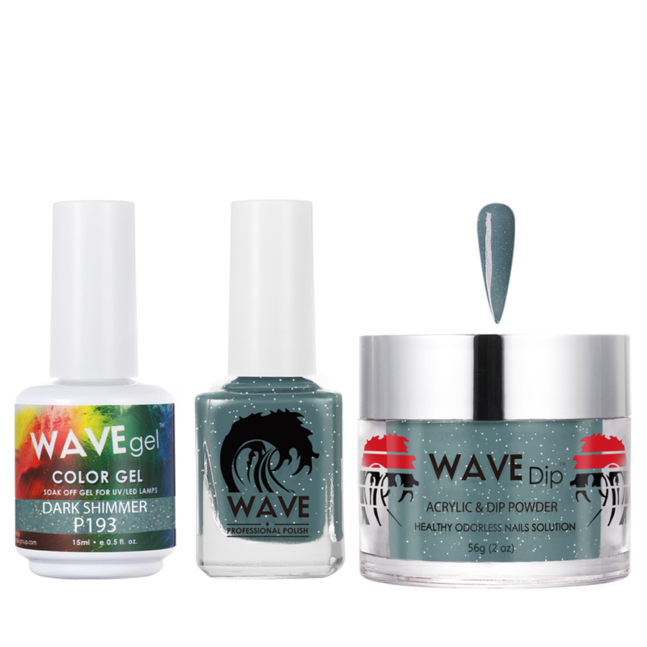 Wave Gel 4in1 Acrylic/Dipping Powder + Gel Polish + Nail Lacquer, SIMPLICITY Collection, 193, Dark Shimmer