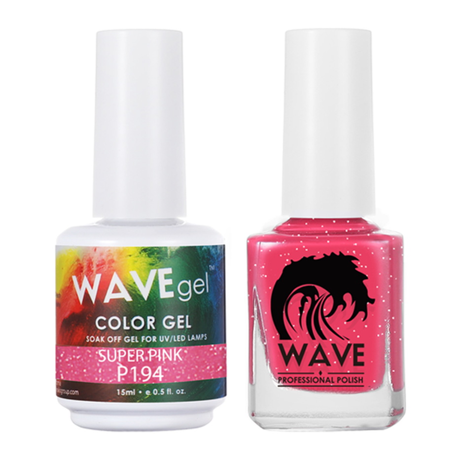 Wave Gel Nail Lacquer + Gel Polish, Simplicity Collection, 194, Super Pink, 0.5oz