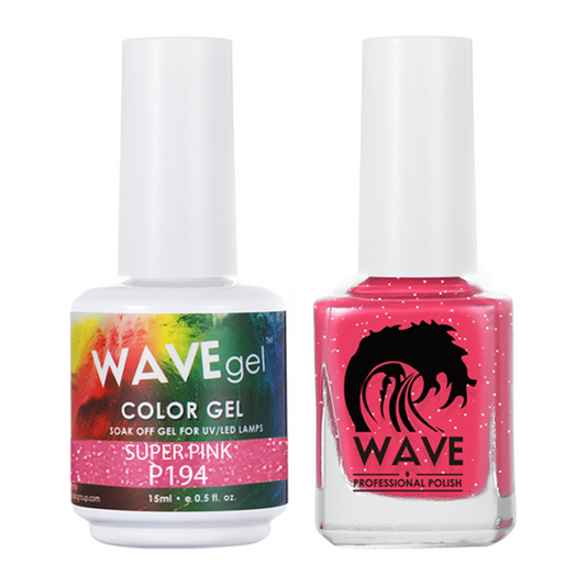 Wave Gel Nail Lacquer + Gel Polish, Simplicity Collection, 194, Super Pink, 0.5oz