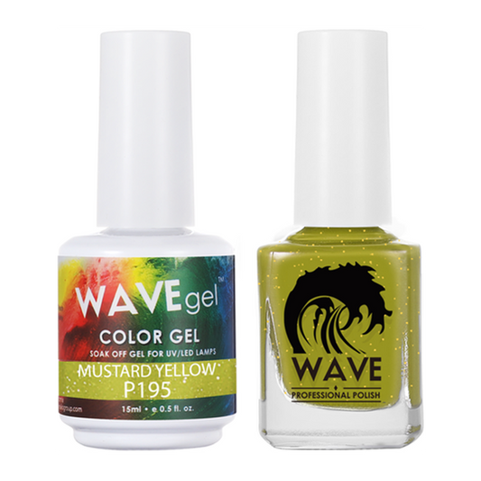 Wave Gel Nail Lacquer + Gel Polish, Simplicity Collection, 195, Mustard Yellow, 0.5oz