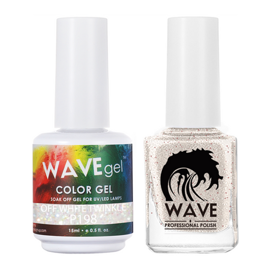 Wave Gel Nail Lacquer + Gel Polish, Simplicity Collection, 198, Off White Twinkle, 0.5oz