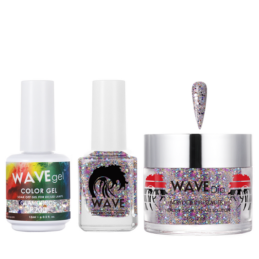 Wave Gel 4in1 Acrylic/Dipping Powder + Gel Polish + Nail Lacquer, SIMPLICITY Collection, 200, Glamorous