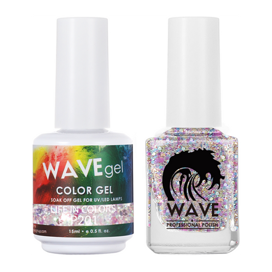 Wave Gel Nail Lacquer + Gel Polish, Simplicity Collection, 201, Life In Colors, 0.5oz