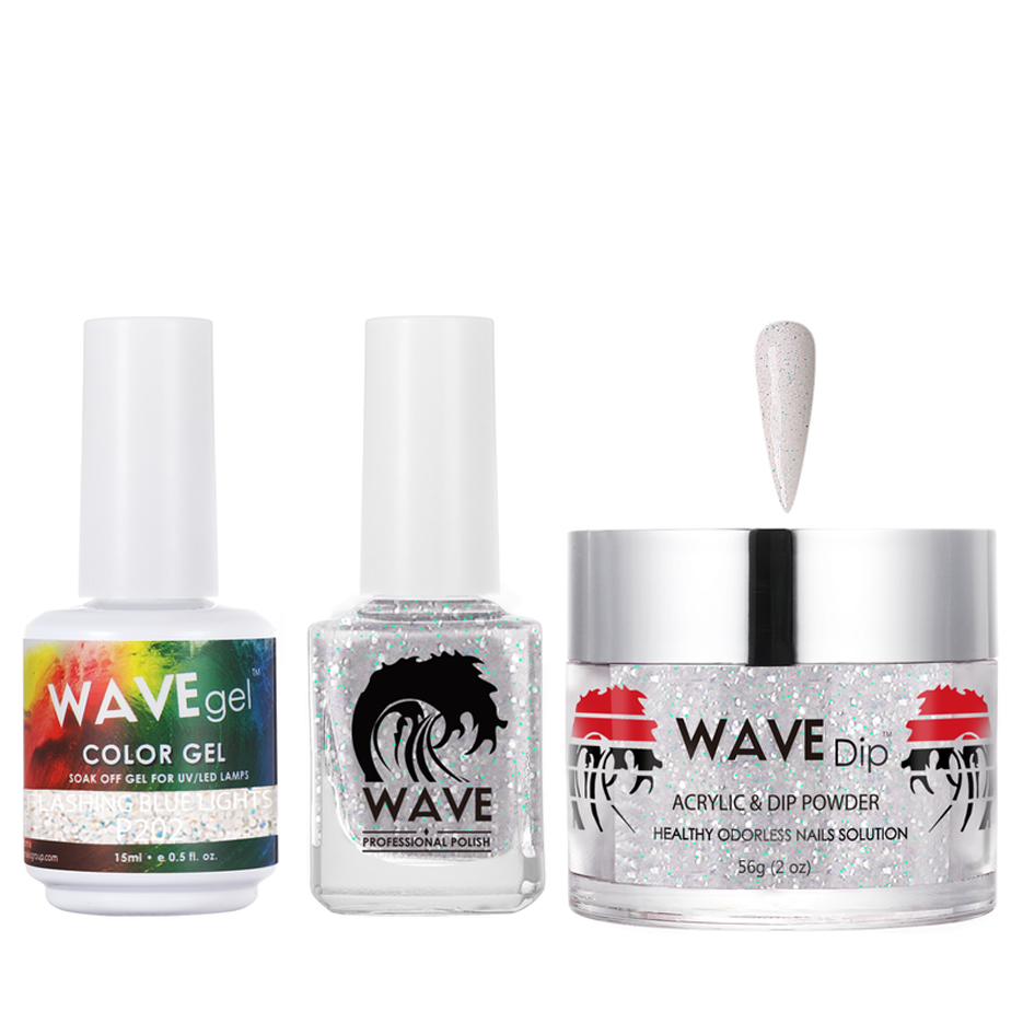 Wave Gel 4in1 Acrylic/Dipping Powder + Gel Polish + Nail Lacquer, SIMPLICITY Collection, 202, Flashing Blue Lights