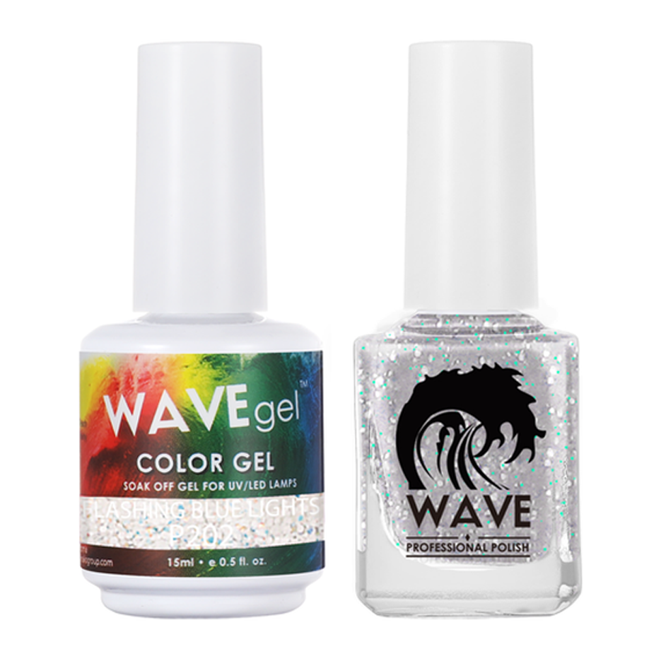 Wave Gel Nail Lacquer + Gel Polish, Simplicity Collection, 202, Flashing Blue Lights, 0.5oz