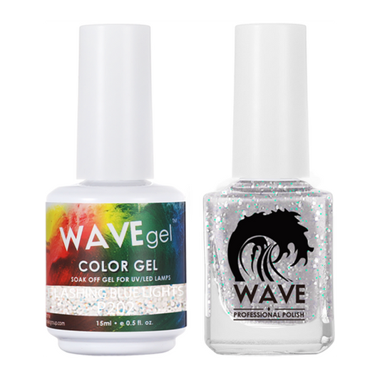 Wave Gel Nail Lacquer + Gel Polish, Simplicity Collection, 202, Flashing Blue Lights, 0.5oz