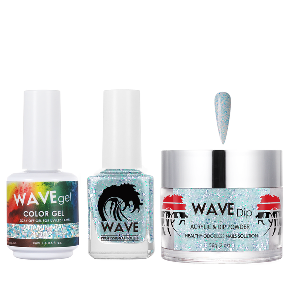 Wave Gel 4in1 Acrylic/Dipping Powder + Gel Polish + Nail Lacquer, SIMPLICITY Collection, 203, Vitamin Sea