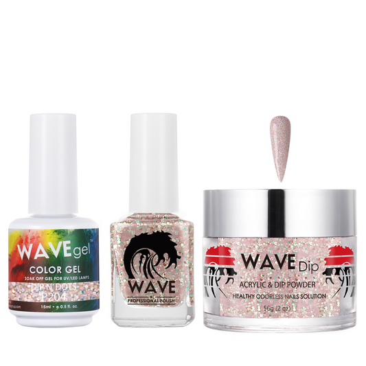 Wave Gel 4in1 Acrylic/Dipping Powder + Gel Polish + Nail Lacquer, SIMPLICITY Collection, 204, Dip N Dots