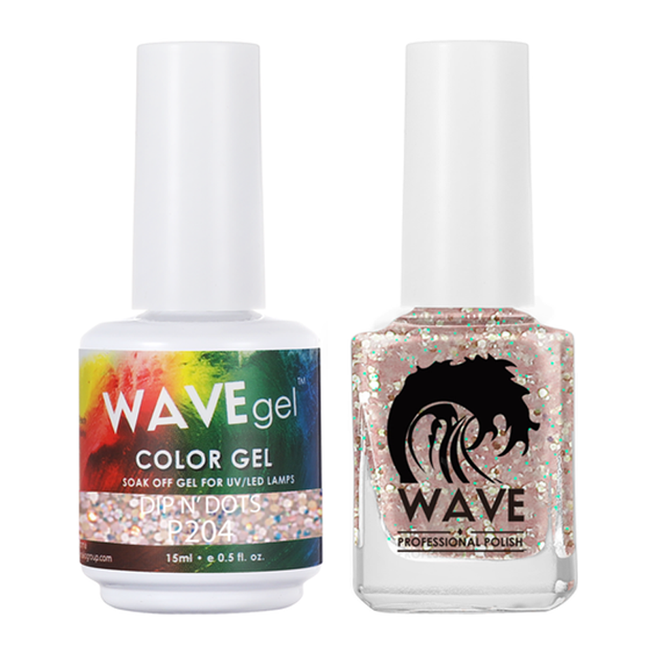 Wave Gel Nail Lacquer + Gel Polish, Simplicity Collection, 204, Dip N Dots, 0.5oz