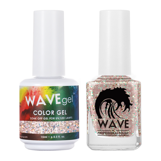 Wave Gel Nail Lacquer + Gel Polish, Simplicity Collection, 204, Dip N Dots, 0.5oz